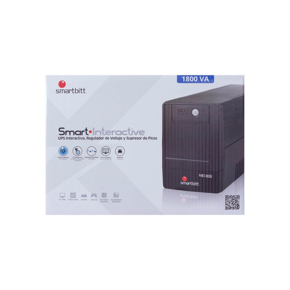 SMARTBITT SBNB1800 NO-BREAK 1800VA/900 WATTS, 8 CONTACTOS, RJ-11