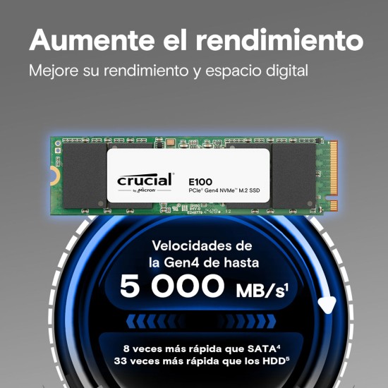 UNIDAD SSD M.2 CRUCIAL 480GB (CT480E100SSD8) E100, PCIE 4.0, NVME, 228