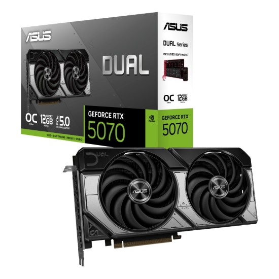 TARJETA DE VIDEO ASUS (DUAL-RTX5070-O12G) 192BIT, PCI-E 5.0,HDMI,3*DP,