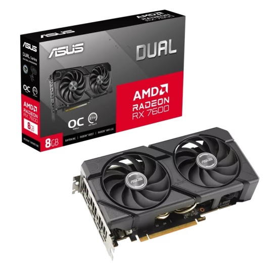TARJETA DE VIDEO ASUS (DUAL-RX7600-O8G-EVO) 8G GDDR6, 128BIT, PCI-E 4.
