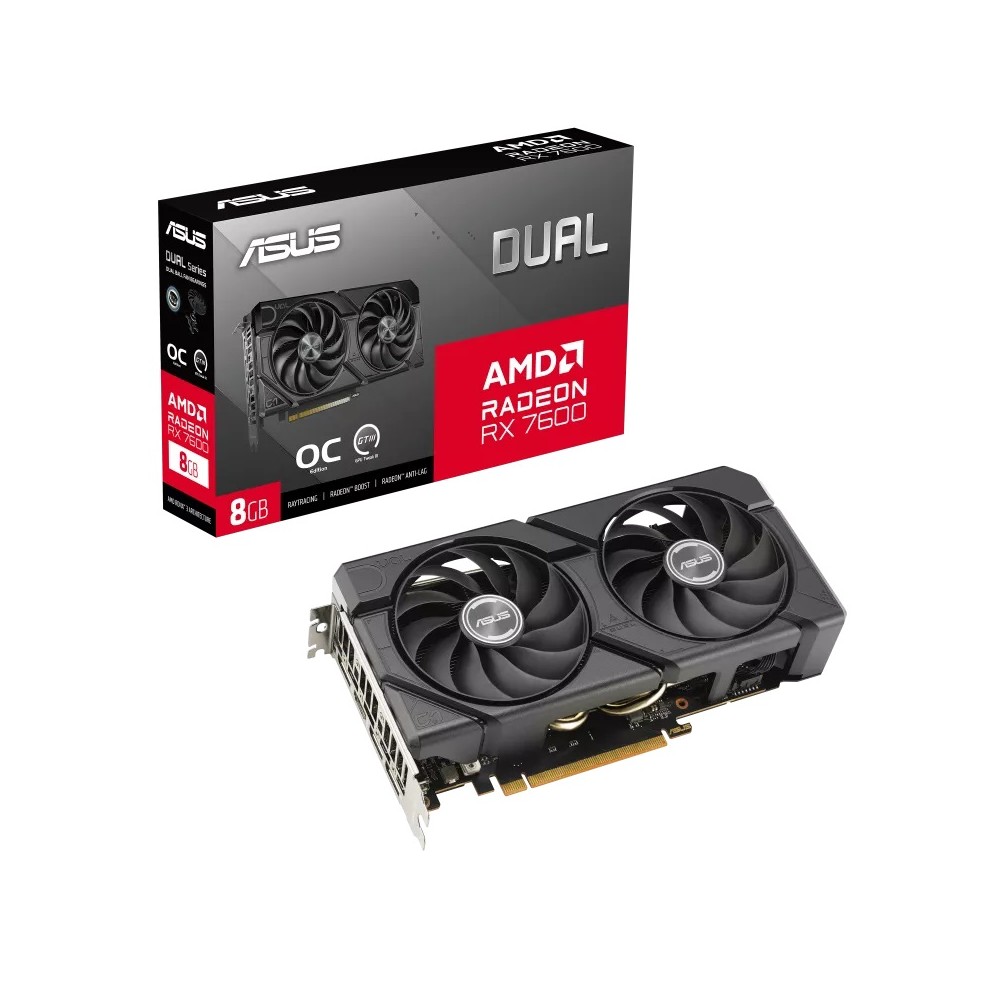 TARJETA DE VIDEO ASUS (DUAL-RX7600-O8G-EVO) 8G GDDR6, 128BIT, PCI-E 4.