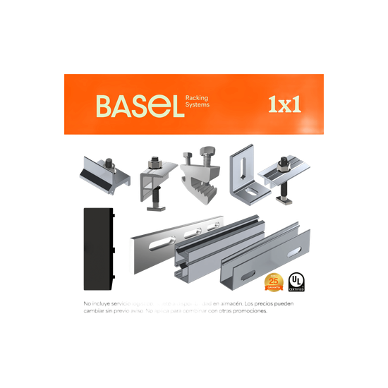 Sistema de Montaje Solar BASEL / Flat Roof Single Row / 1 Modulo / Rie