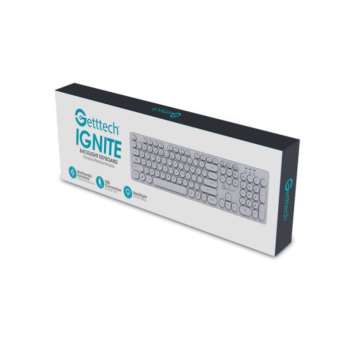 TECLADO GETTTECH GTI-28201B IGNITE BACKLIGHT USB BLANCO 105 TECLAS
