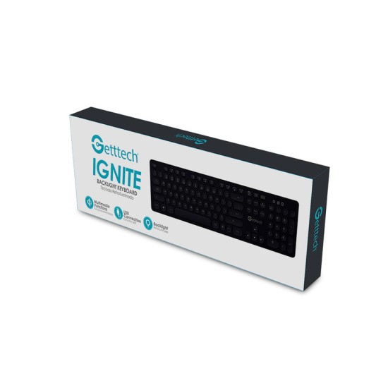 TECLADO GETTTECH GTI-28201G IGNITE BACKLIGHT USB GRIS 105 TECLAS