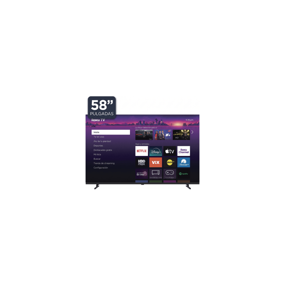 SmartTV QLED / 58 Pulgadas / 4K UHD / Roku TV / Contraste 5000:1 / Wi-