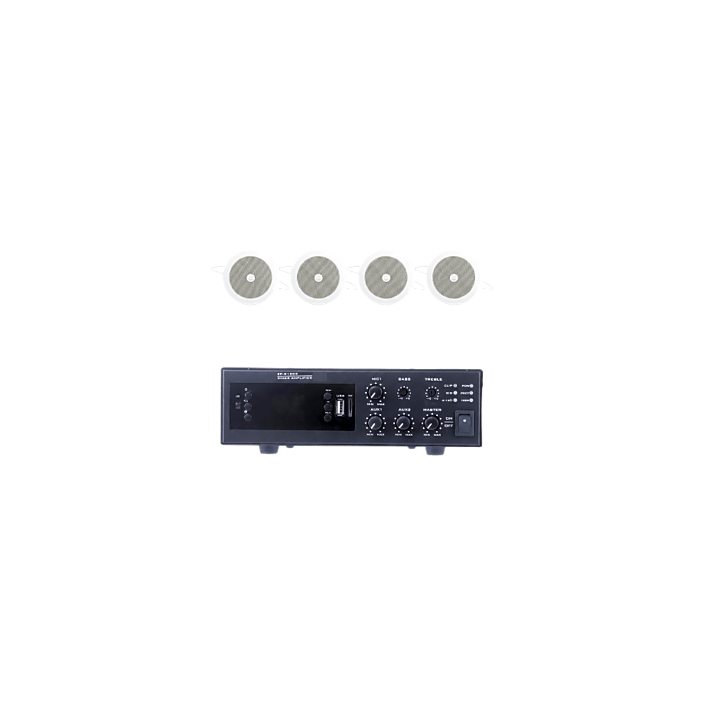 KIT de Amplificador de 120W para Escritorio | 4 Altavoces de Plafón de