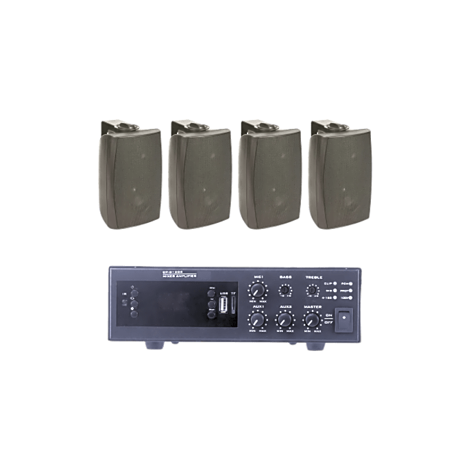 KIT de Amplificador de 120W para Escritorio | 4 Altavoces de Pared col