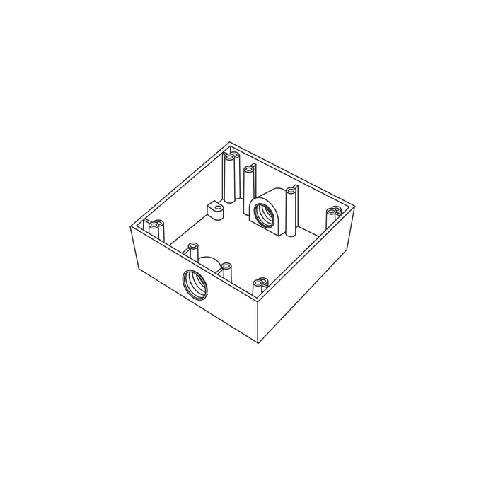 Caja Cuadra de 3/4" a Prueba de Intemperie/ Cuenta con 2 salidas.