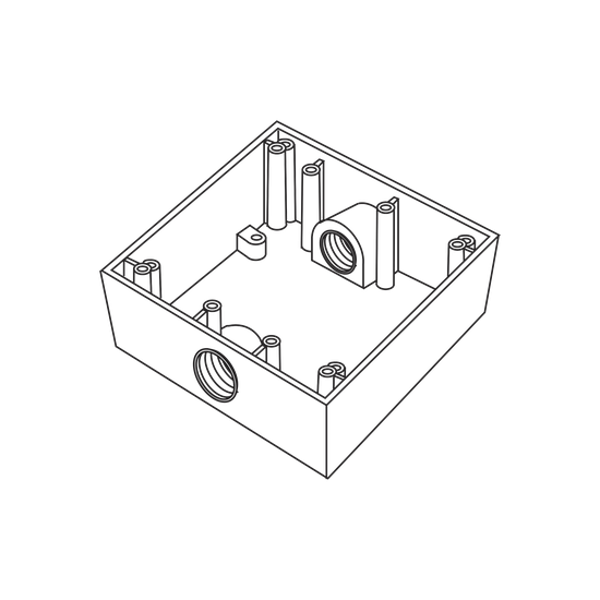 Caja Cuadra de 3/4" a Prueba de Intemperie/ Cuenta con 2 salidas.