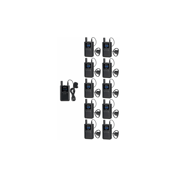 Kit para guía turístico de 1 transmisor y 10 receptores