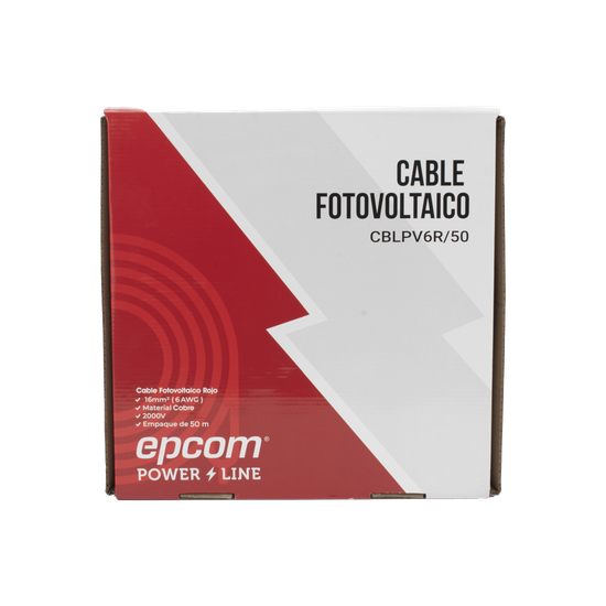 Cable Fotovoltaico Rojo / 16 mm² ( 6 AWG) / Material COBRE / 2000V / R