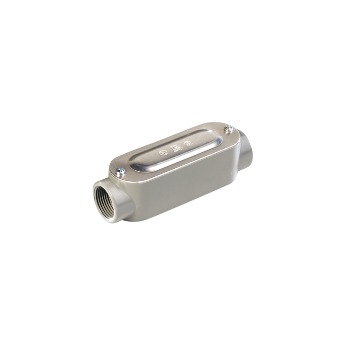 Caja oval roscada tipo C de 1 1/2" (38.1 mm) Incluye tapa y tornillos.
