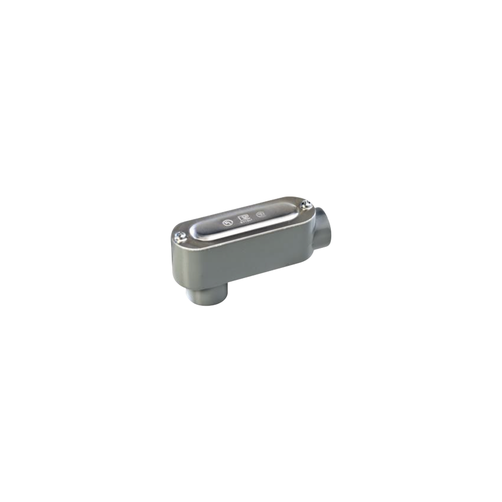 Caja oval roscada tipo LB de 1 1/4" (31.8 mm) incluye tapa y tornillos