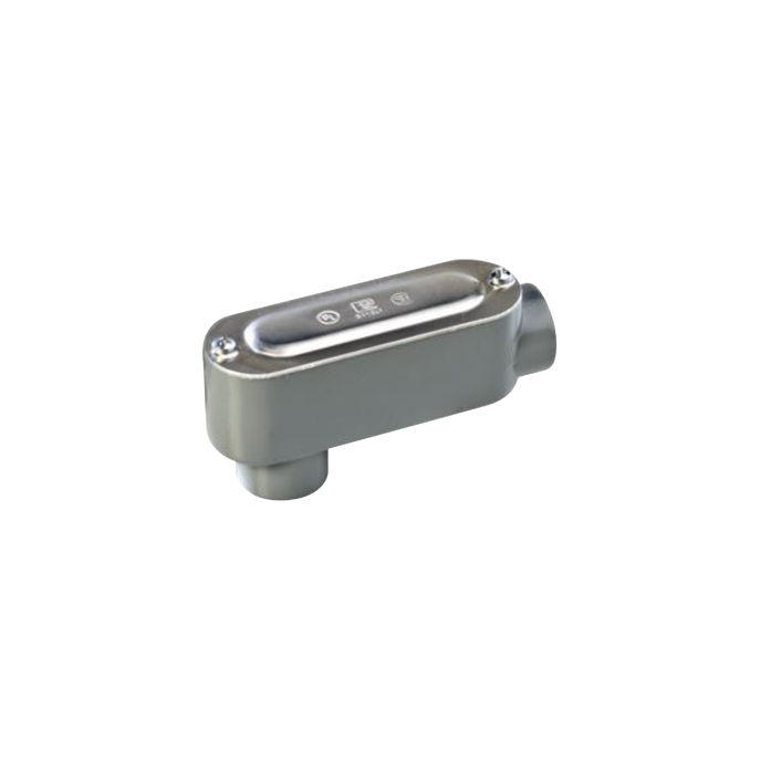 Caja oval roscada tipo LB de 1 1/4" (31.8 mm) incluye tapa y tornillos