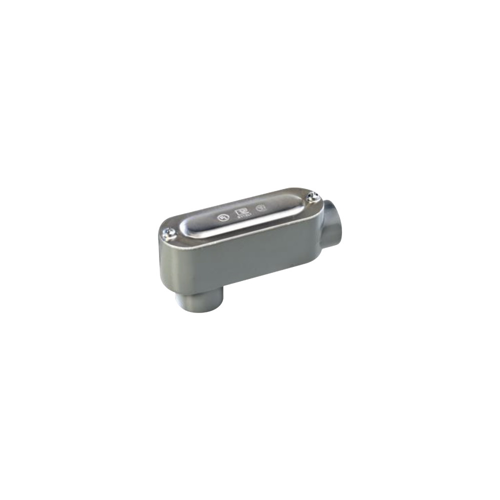 Caja oval roscada tipo LB de 1 1/4" (31.8 mm) incluye tapa y tornillos