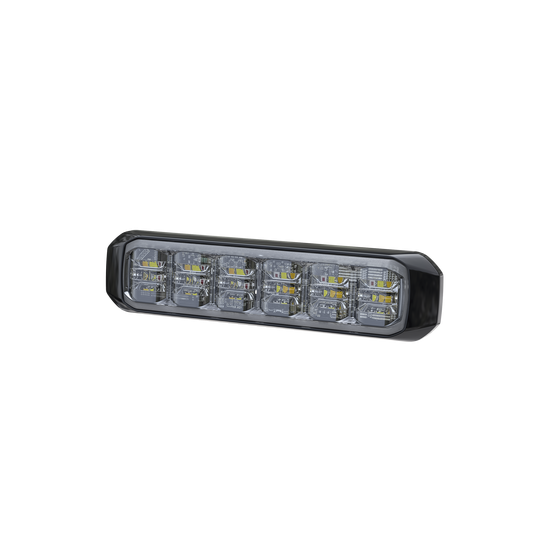 Luz Auxiliar de 18 LED, SAE, Tricolor, Bisel Negro, Rojo/Blanco/Azul,