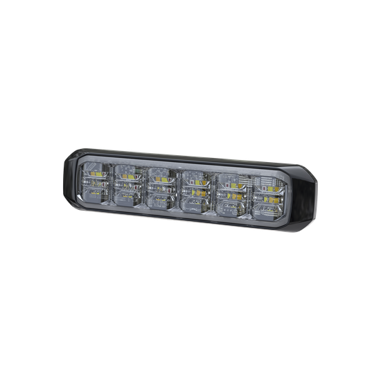 Luz Auxiliar de 18 LED, SAE, Tricolor, Bisel Negro, Rojo/Blanco/Azul,