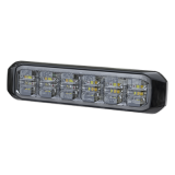 Luz Auxiliar de 18 LED, SAE, Tricolor, Bisel Negro, Rojo/Blanco/Azul,