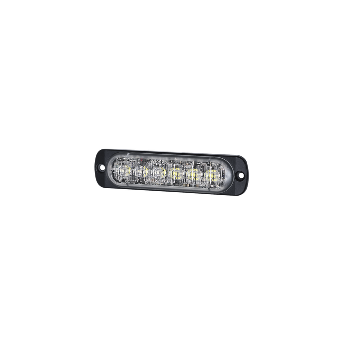 Luz Auxiliar de 12 LED, Rojo/Claro, SAE, Bisel Negro, Lente Transparen