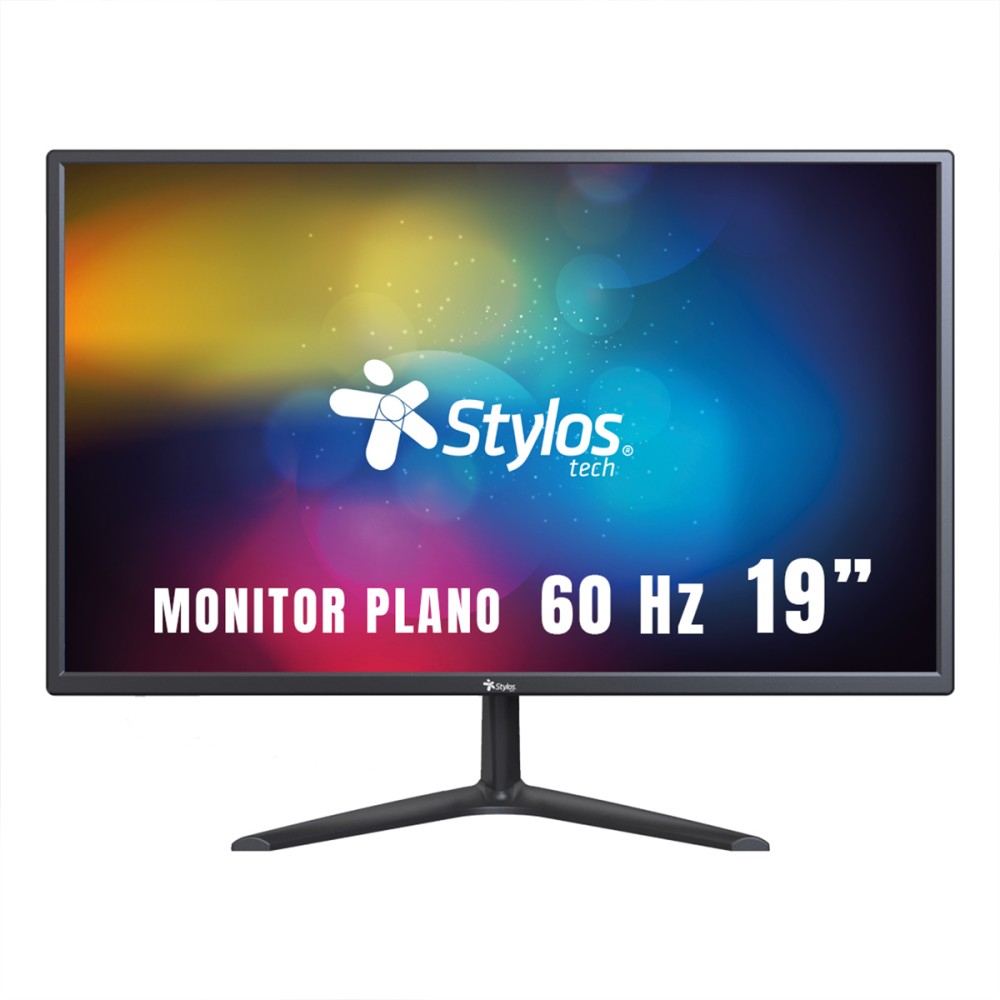 MONITOR LED STYLOS 19" (STPMOT3B) 1440*900 HD, PLANO, 60HZ, 5MS, VGA,