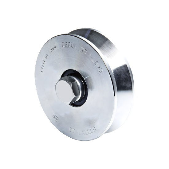 Rueda de Acero para Puerta Corrediza / Canal V / Carga 425 kgf / Diáme