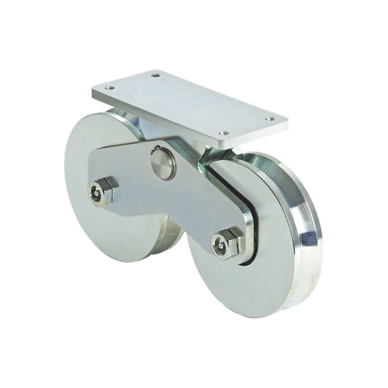 Rueda Doble para Puerta Corrediza / 16 cm / 1920 kgf / Canal V / Acero