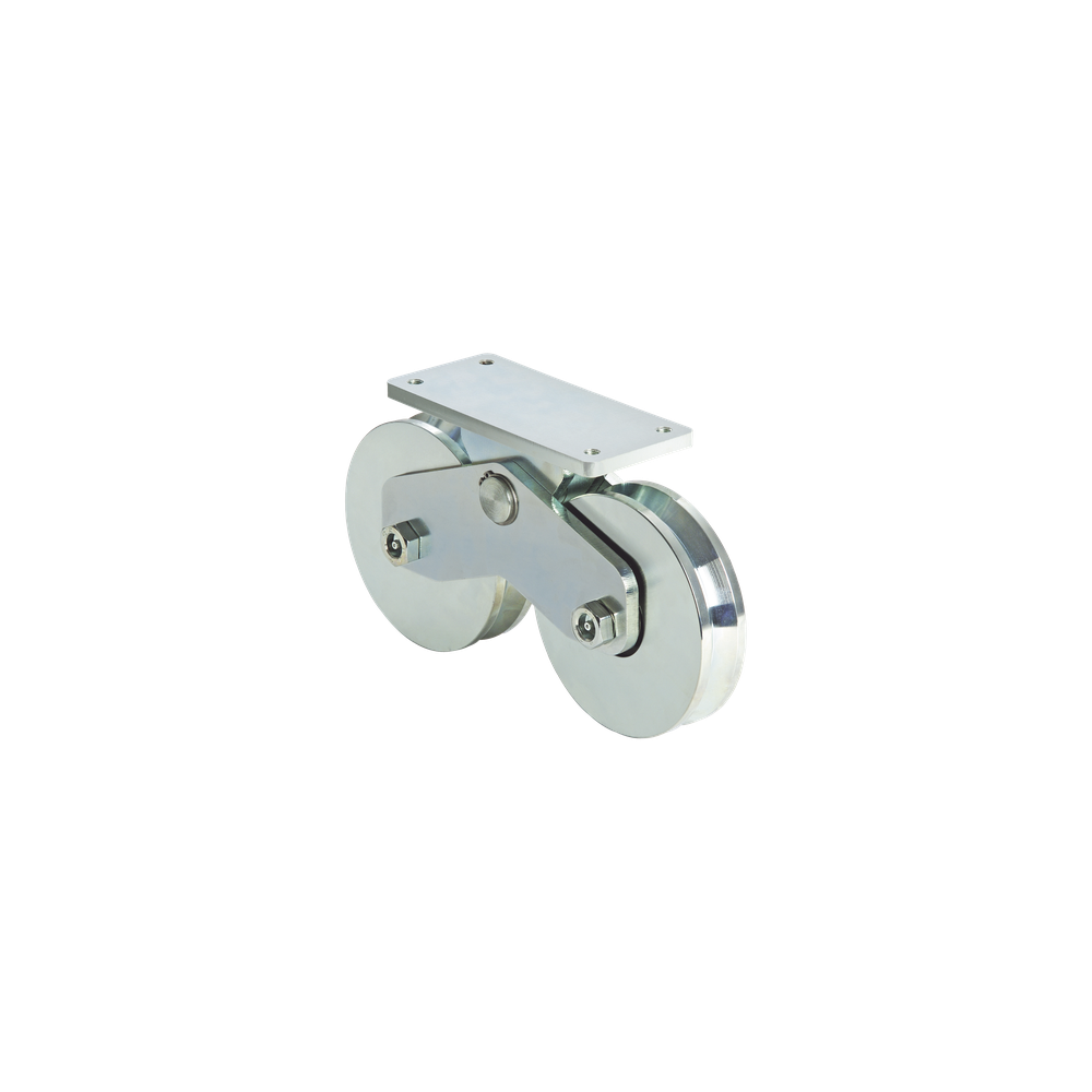 Rueda Doble para Puerta Corrediza / 16 cm / 1920 kgf / Canal V / Acero