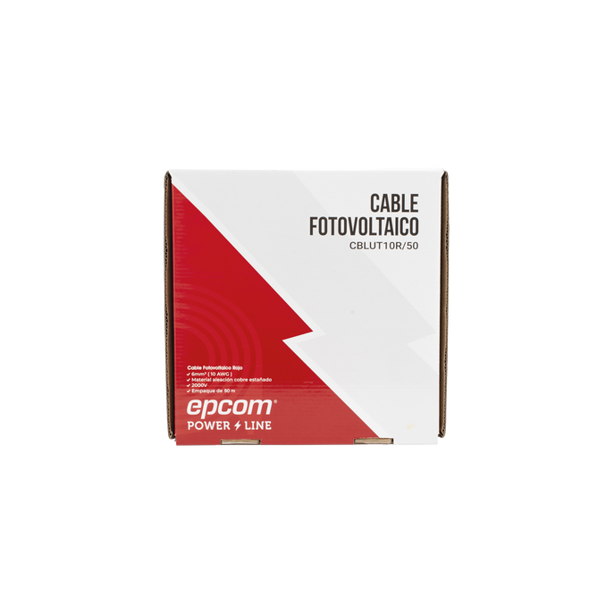 Cable Fotovoltaico Rojo / Cobre Estañado / 6 mm² (10 AWG) / 2000V / Ro
