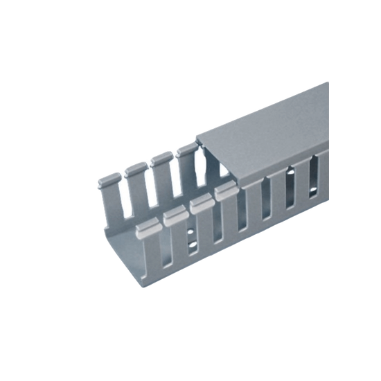Canaleta Ranurada de PVC con Tapa, Tipo F, 44.5 mm de Ancho, 79.2 mm d