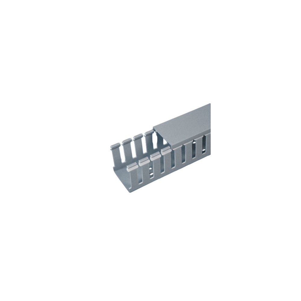 Canaleta Ranurada de PVC con Tapa, Tipo F, 44.5 mm de Ancho, 79.2 mm d