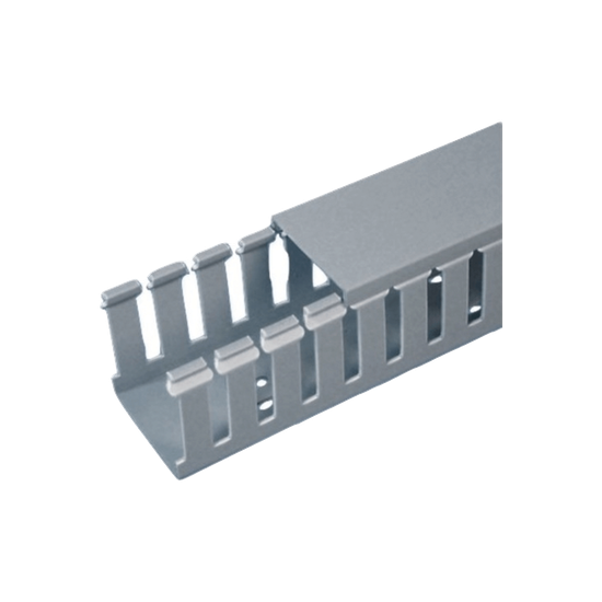 Canaleta Ranurada de PVC con Tapa, Tipo F, 44.5 mm de Ancho, 79.2 mm d