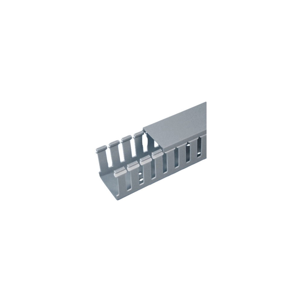 Canaleta Ranurada de PVC con Tapa, Tipo F, 44.5 mm de Ancho, 79.2 mm d