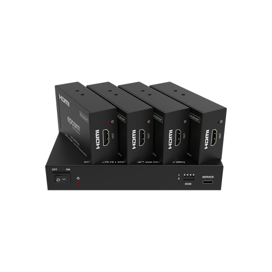 Splitter Extensor 1x4 | 4K@60Hz a 60m | 4K@30Hz a 70m | Cable Cat6 | E