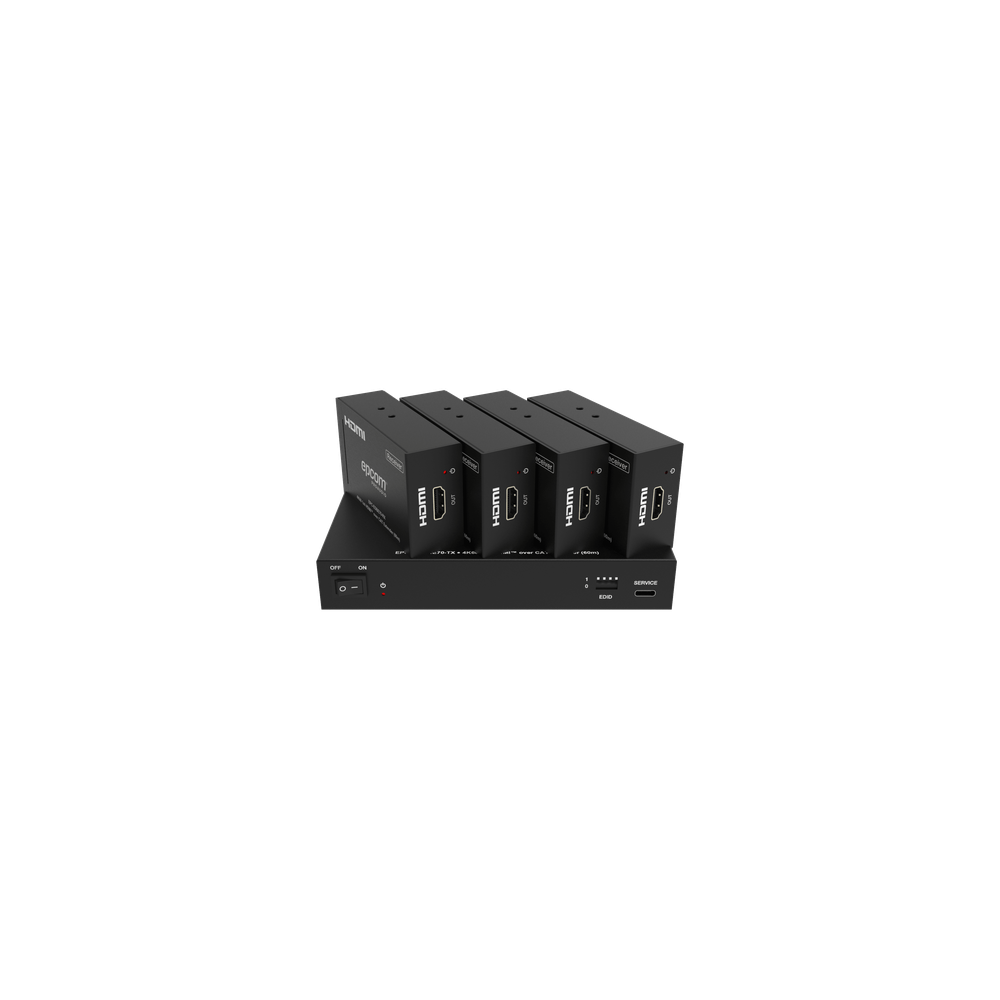 Splitter Extensor 1x4 | 4K@60Hz a 60m | 4K@30Hz a 70m | Cable Cat6 | E