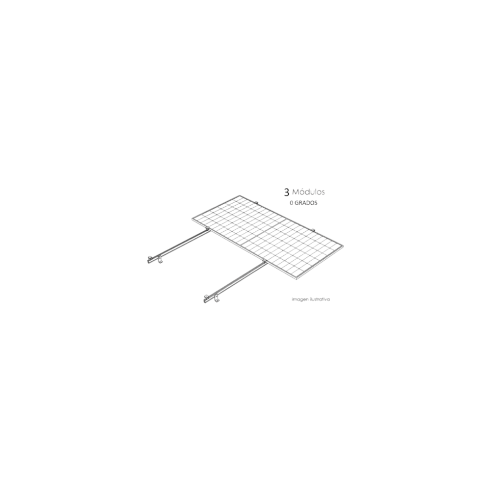 Sistema de Montaje Solar / Techo Plano Single Row / 1 Módulo / Riel N-