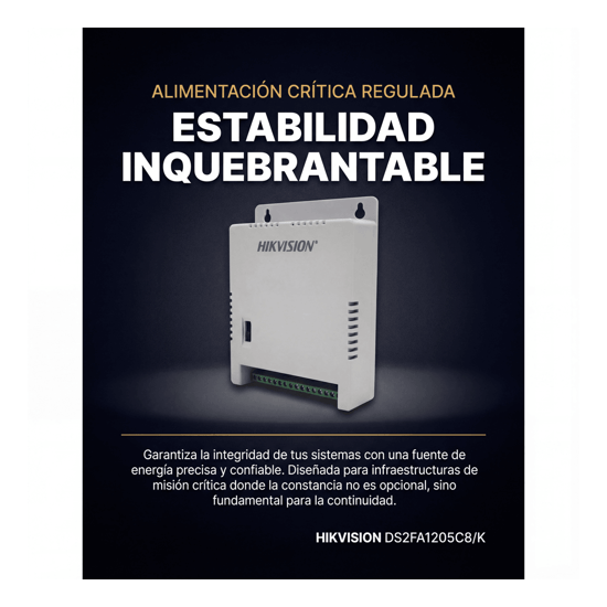 Fuente de Poder Regulada 12 Vcc / 13.5 Vcc / 15 Vcc para 8 Cámaras / 8