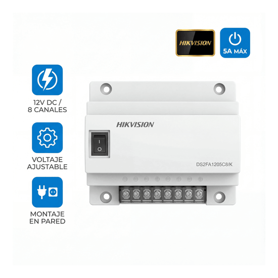 Fuente de Poder Regulada 12 Vcc / 13.5 Vcc / 15 Vcc para 8 Cámaras / 8