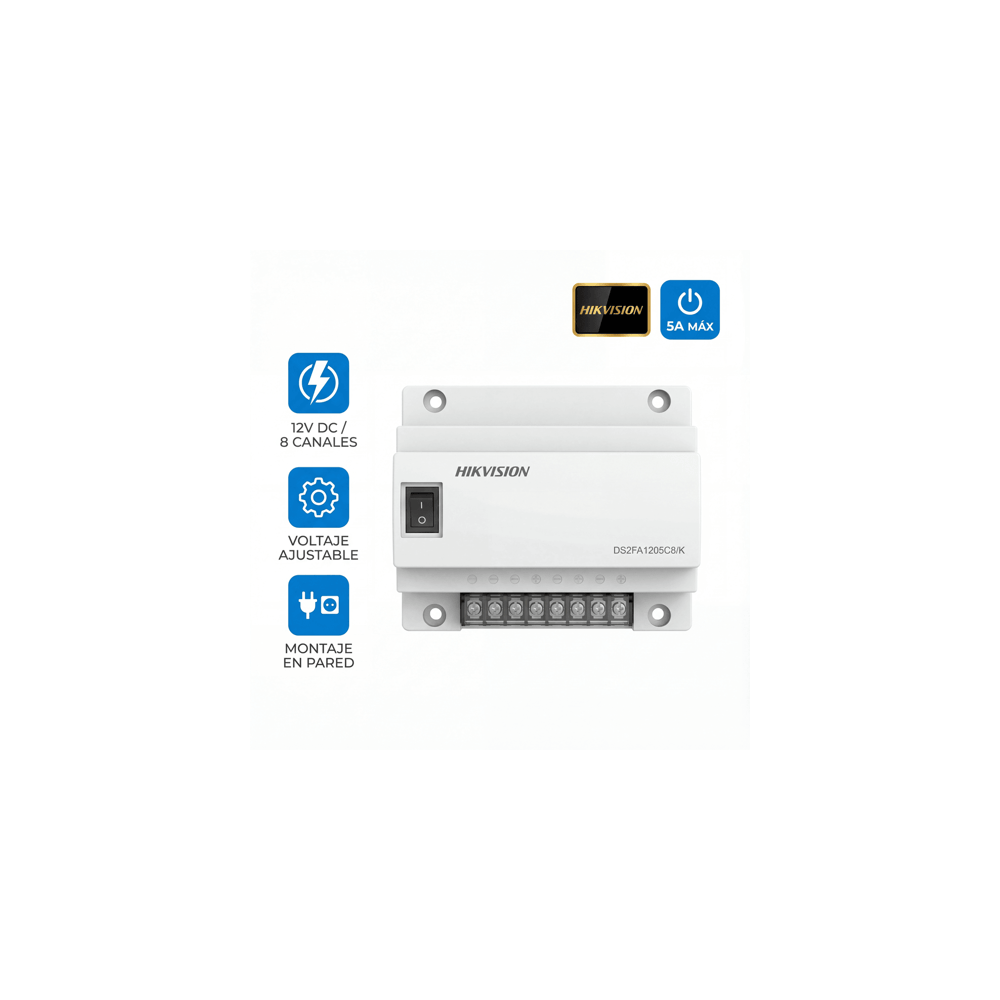 Fuente de Poder Regulada 12 Vcc / 13.5 Vcc / 15 Vcc para 8 Cámaras / 8