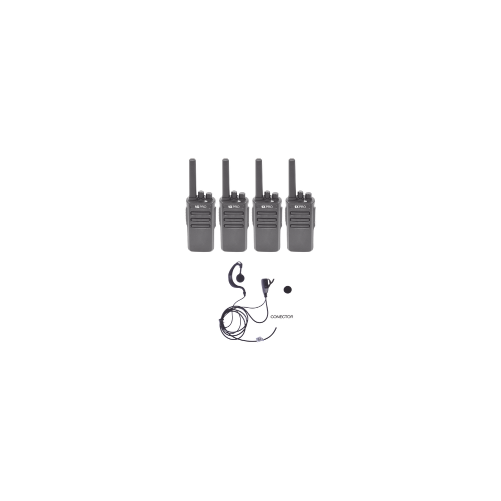 Kit de Radios UHF / 400-470 MHz / 5W / 16 Canales / 4 Unidades con Man