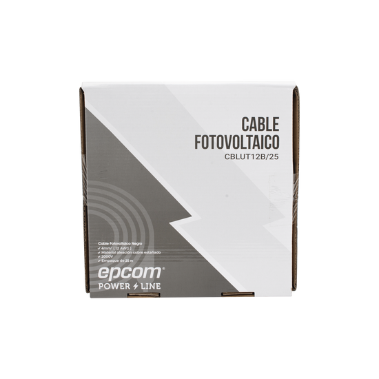 Cable Fotovoltaico Negro / Cobre Estañado / 4 mm² (12 AWG) / 2000V / R
