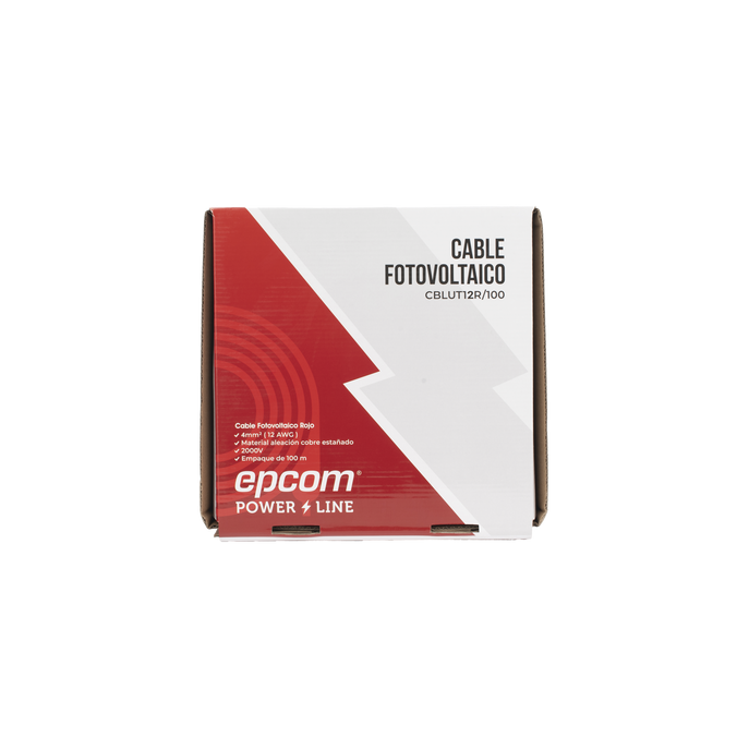 Cable Fotovoltaico Rojo/ Cobre Estañado / 4 mm² (12 AWG) / 2000V / Rol