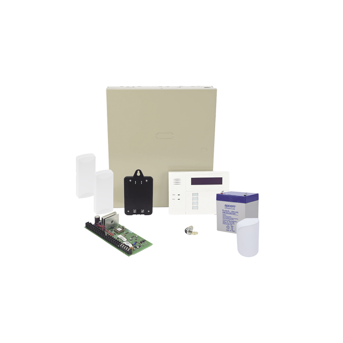Kit de Panel de Alarma Híbrido / 48 Zonas / Teclado Alfanumérico con R