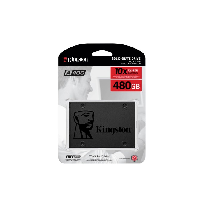 UNIDAD DE ESTADO SOLIDO KINGSTON INTERNO A400 480GB 2.5 SATA3 7MM LECT