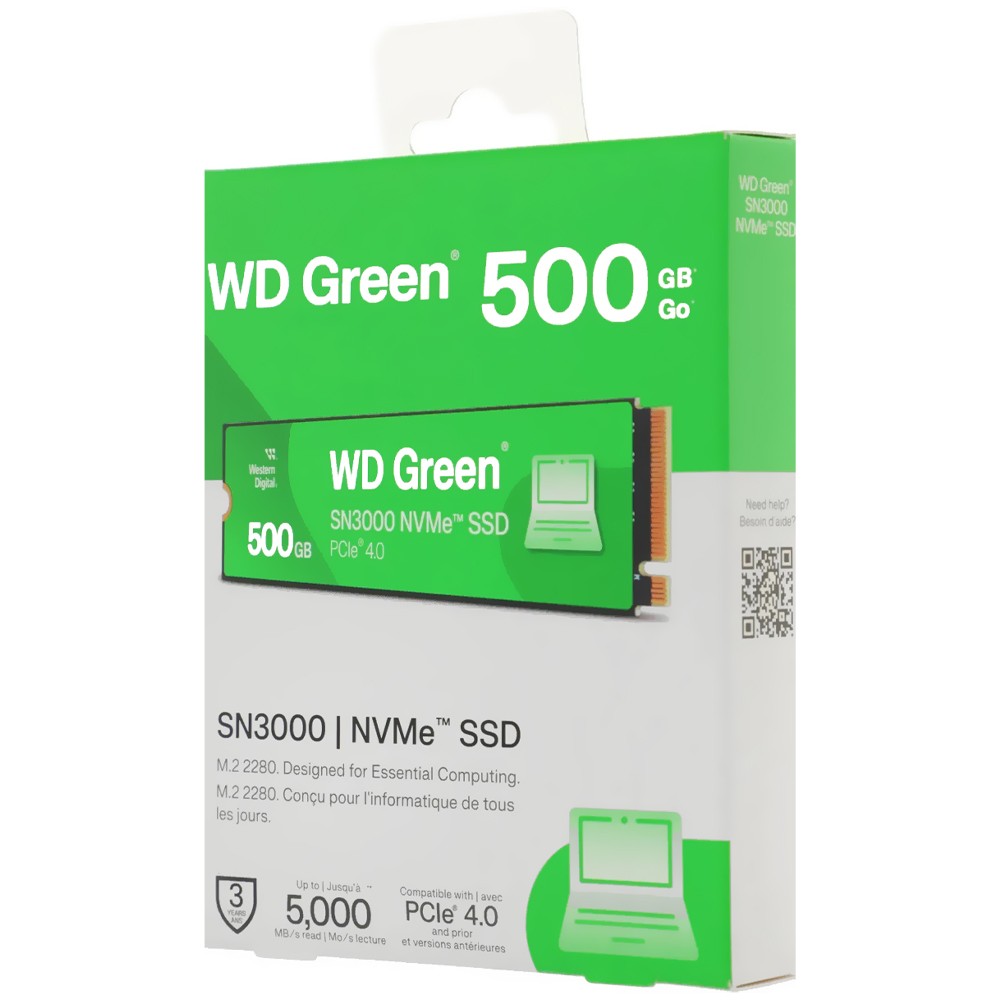 UNIDAD DE ESTADO SOLIDO SSD INTERNO WD GREEN SN3000 500GB M.2 2280 NVM