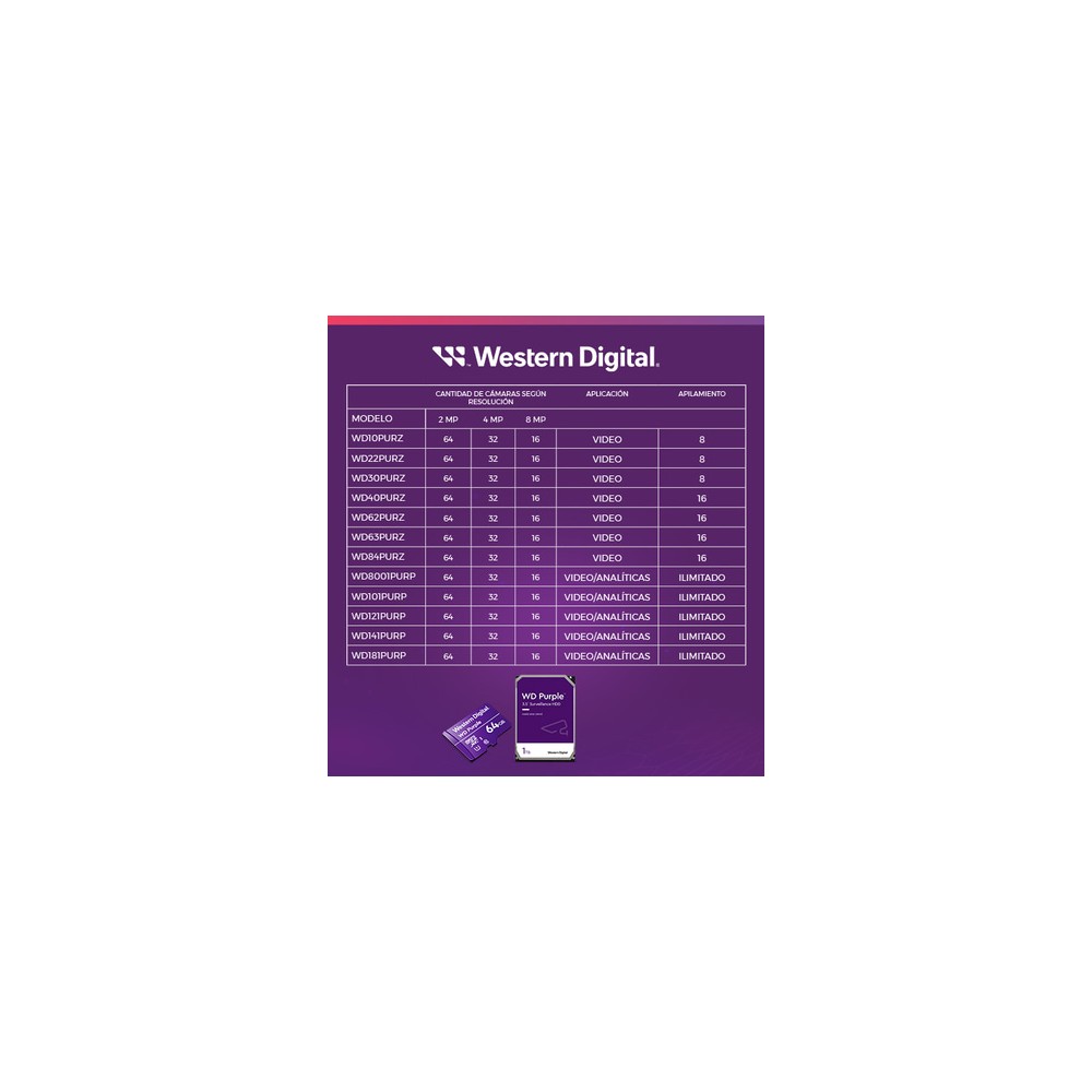 Disco Duro PURPLE de 2TB / 3 AÑOS DE GARANTÍA / Para Videovigilancia