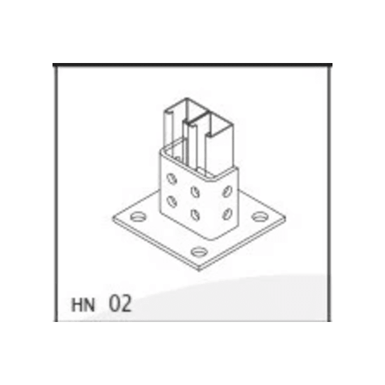 Base Cuadrada con 4 perforaciones para Perfil Doble.