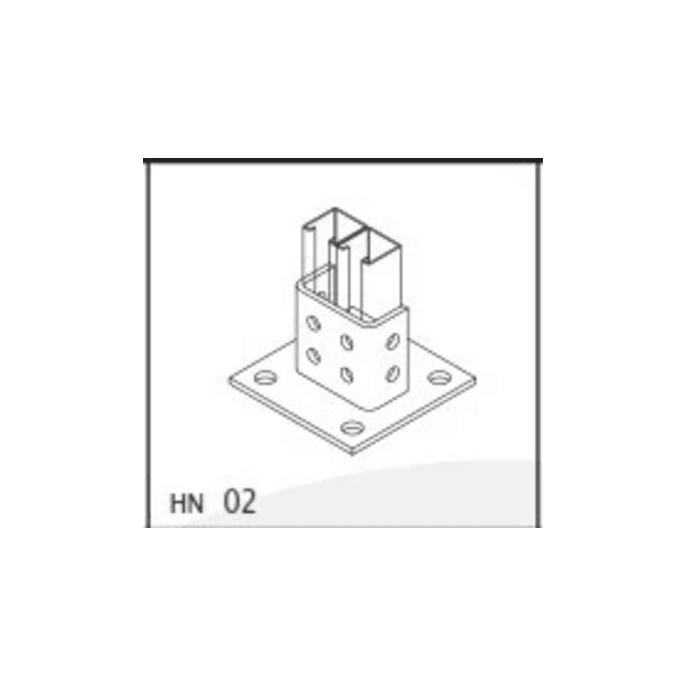 Base Cuadrada con 4 perforaciones para Perfil Doble.