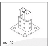 Base Cuadrada con 4 perforaciones para Perfil Doble.