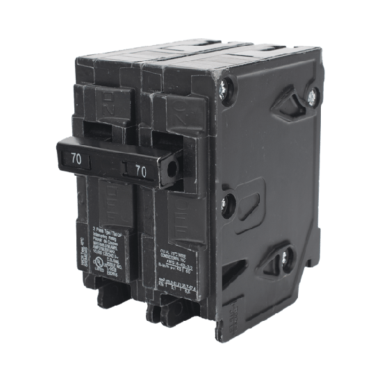 Interruptor automático enchufable tipo QP 2 polos, 70 amp