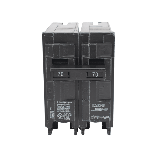 Interruptor automático enchufable tipo QP 2 polos, 70 amp